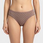 Women's Brown Regular Fit Polka Dot Brief Panty, Brown, small