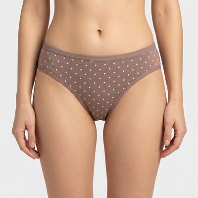 Women's Brown Regular Fit Polka Dot Brief Panty