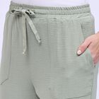 Women's Soft Sage Green Relaxed Fit Textured Track Pants, Light Green, small image number null
