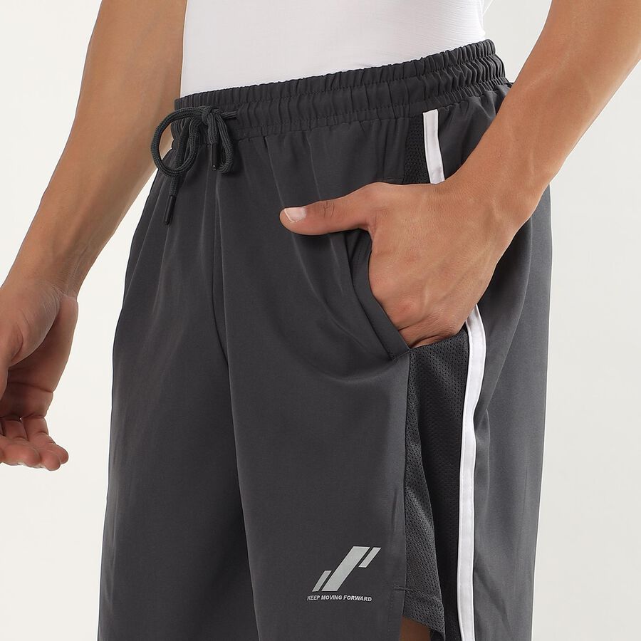 Men's Charcoal Grey Regular Fit Placement Printed Bermuda Shorts, Dark Grey, large image number null