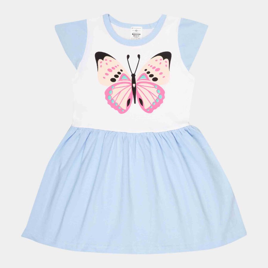 Girls Solid Frock, Light Blue, large image number null