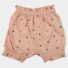 Girls' Peach Regular Fit Floral Printed Bloomer Shorts, Peach, small