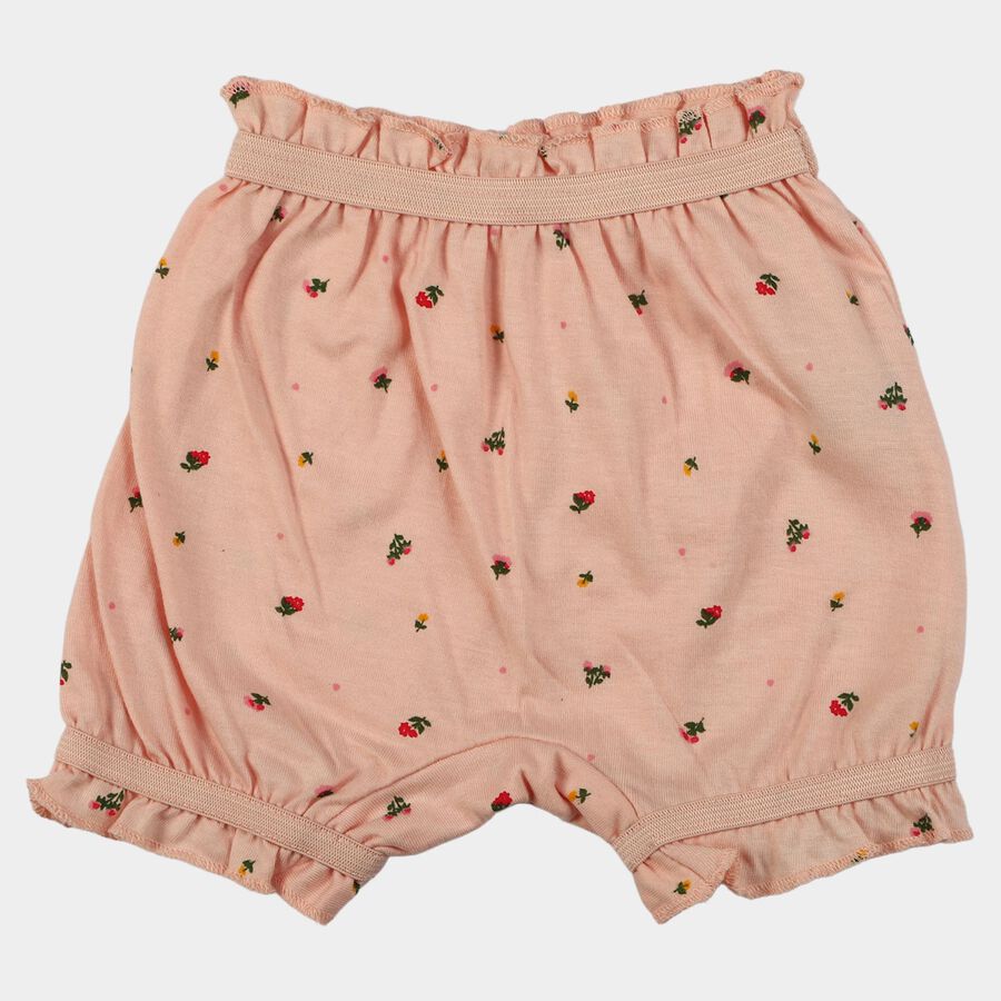Girls' Peach Regular Fit Floral Printed Bloomer Shorts, Peach, large