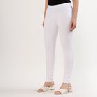Women's Bright White Cotton Blend Ankle-Length Churidar, सफ़ेद, small image number null