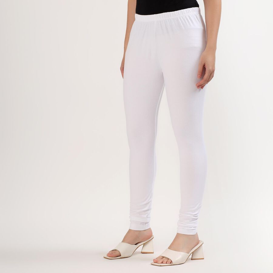 Women's Bright White Cotton Blend Ankle-Length Churidar, सफ़ेद, large image number null