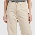Women's Cream Straight Fit Classic Five-Pocket Jeans, ऑफ व्हाइट, small