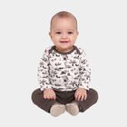 Infants' Charcoal 100% Cotton Round Neck Dinosaur Printed Baba Suit, चारकोल, small