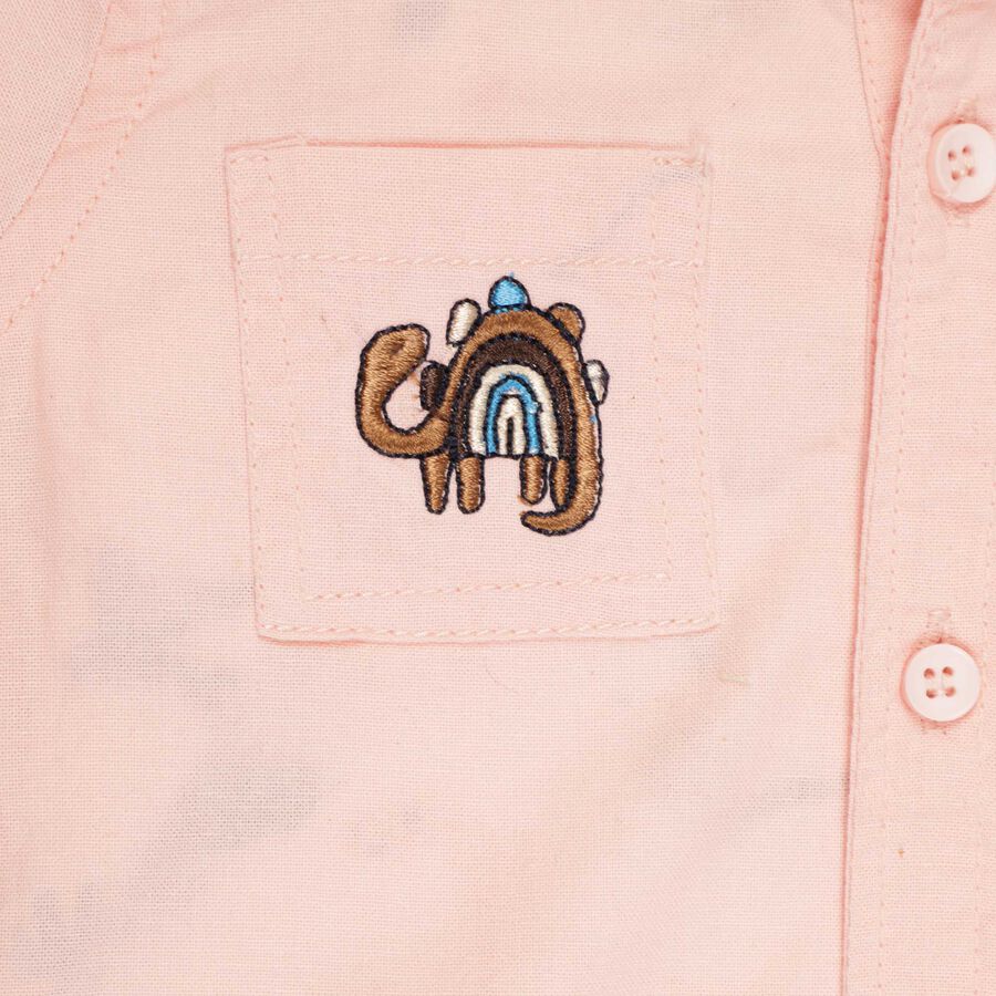 Infants Cotton Solid Casual Shirt, Peach, large image number null