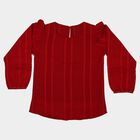 Girls' Red Round Neck Regular Top, लाल, small