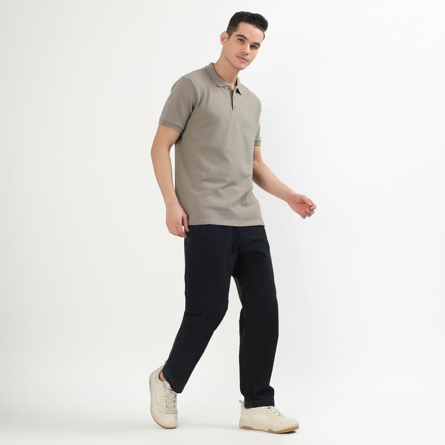 Men's 100% Cotton Slim Fit Casual Trousers, काला, large