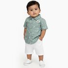 Infants Light Sage Green Cotton Half Sleeve Classic Casual Shirt, हल्का हरा, small image number null