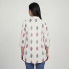 Women's White Cotton Notch Neck Floral Printed Kurti, Off White, small