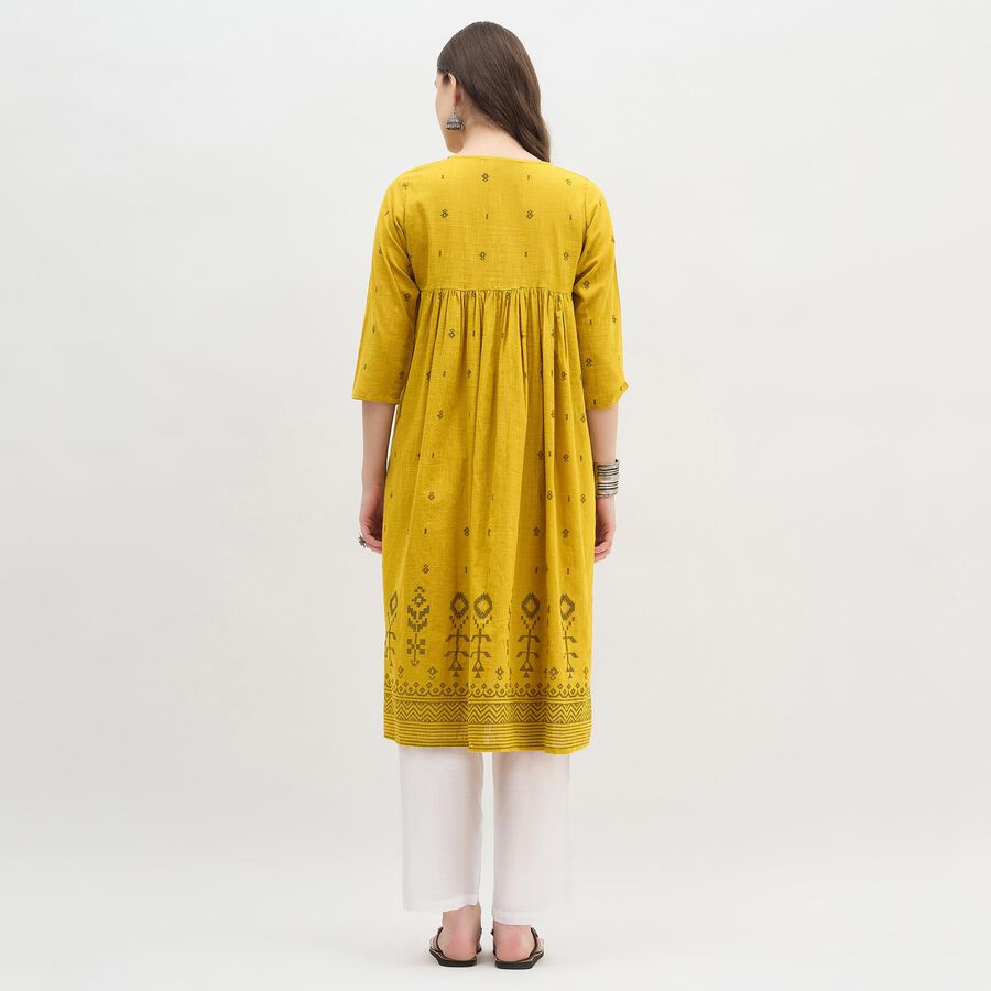 Women's Mustard Yellow Notch Neck Embroidered Kurti, Light Green, large