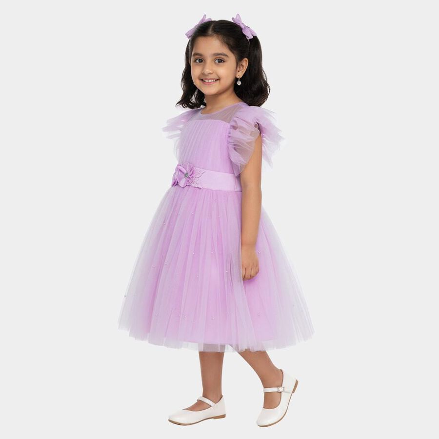 Girls' Lavender Glitter Layered Princess Frock, Lilac, large image number null