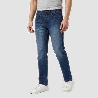 Men's Blue Slim Fit Washed Jeans