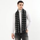 Men's Dark Charcoal Black and Muted Grey Checkered Muffler, Dark Grey, small image number null
