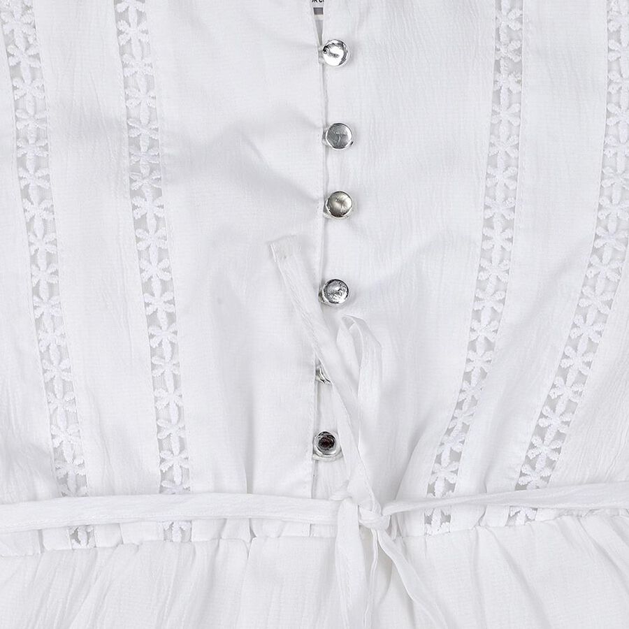 Girls' White Sleeveless A-Line Dress, White, large