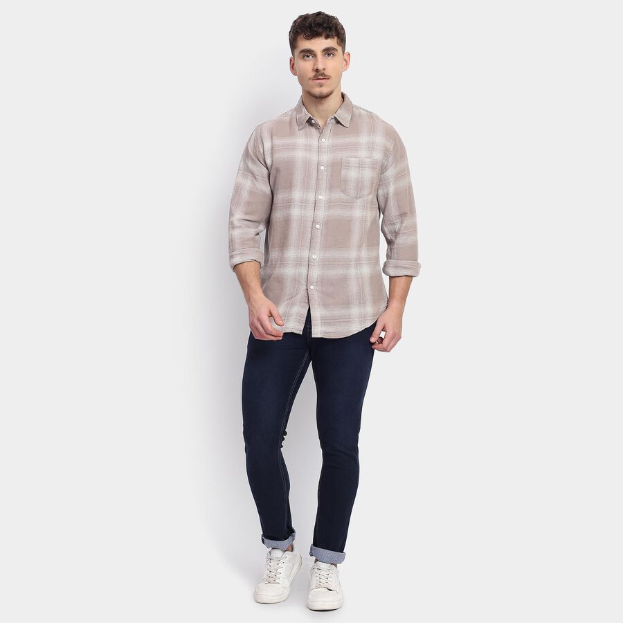 Men's 100% Cotton Casual Shirt , Beige, large image number null