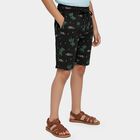 Boys' Black Cotton Regular Fit Bermuda Shorts, काला, small