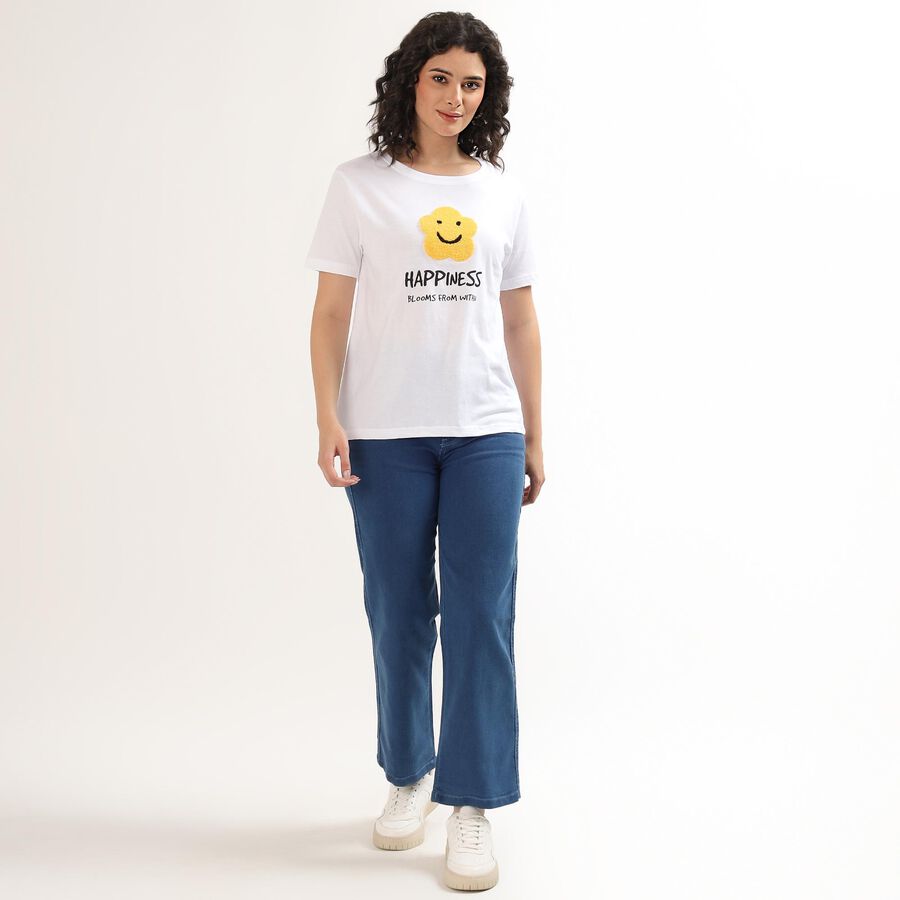 Women's Deep Steel Blue Straight Fit Jeans, Mid Blue, large image number null