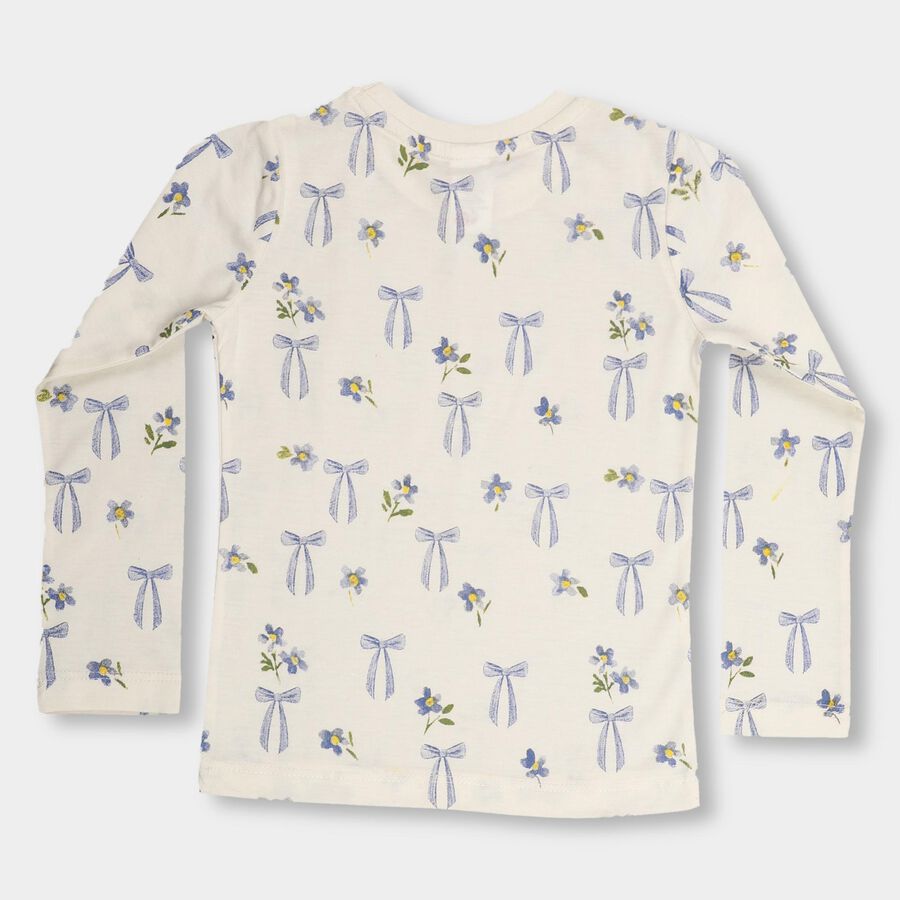Girls' Off White Cotton Round Neck Casual Top, ऑफ व्हाइट, large image number null