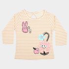 Infants Cream Round Neck Regular T-Shirt, Off White, small