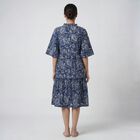 Women's Blue V-Neck Bohemian Dress, Navy Blue, small