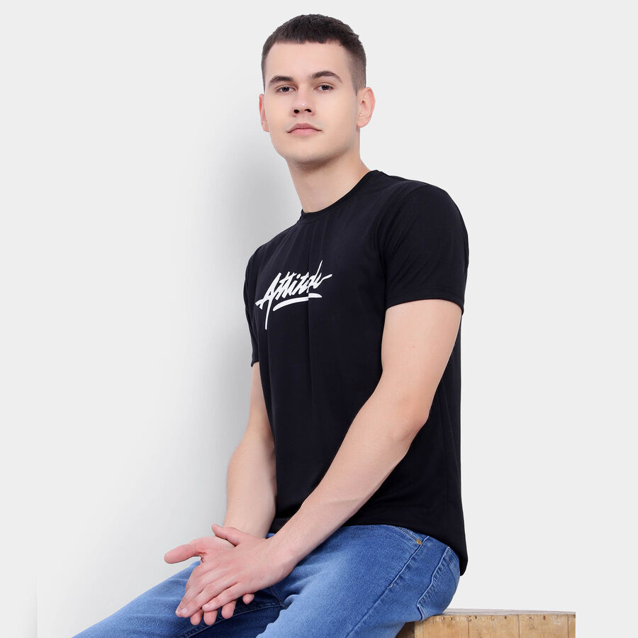 Round Neck T-Shirt, Black, large image number null