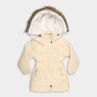 Girls Soft Beige High Neck Casual Jacket, Beige, small image number null