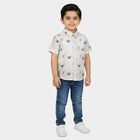Boys White Cotton Half Sleeve Collared Casual Shirt, White, small