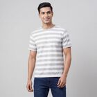 Men's Grey Round Neck Casual T-Shirt, हल्का ग्रे, small