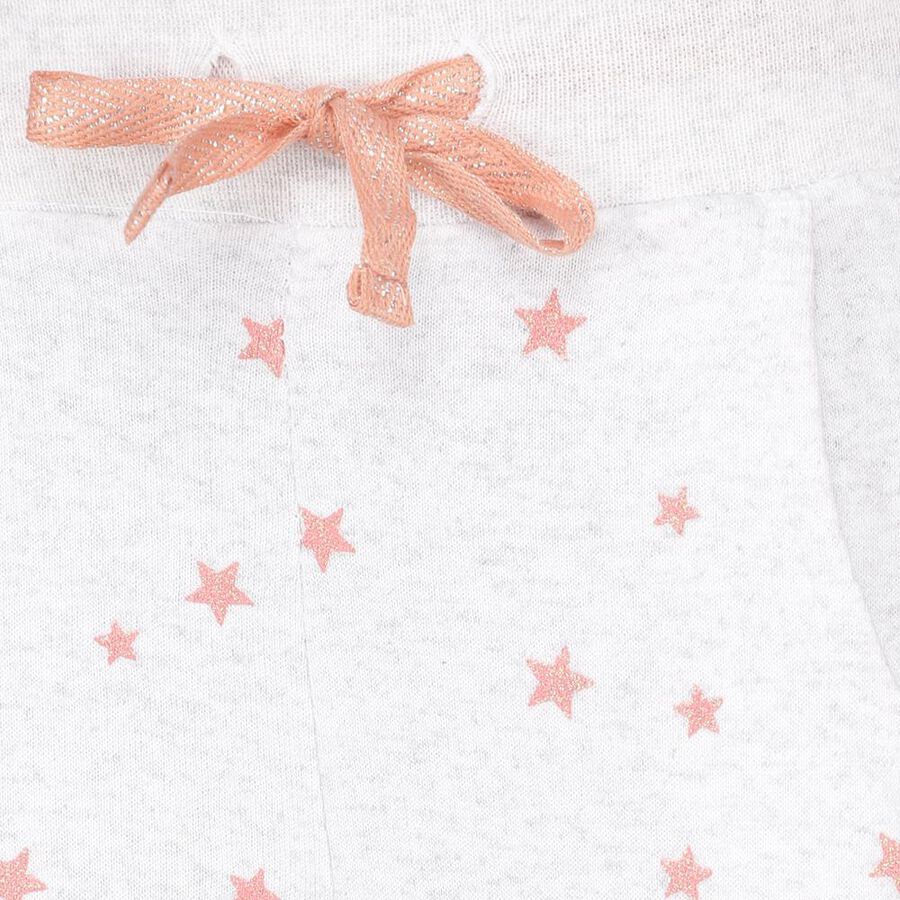 Girls' Light Grey Star Printed Cotton Blend Pyjama, मिश्रित मध्यम ग्रे, large image number null