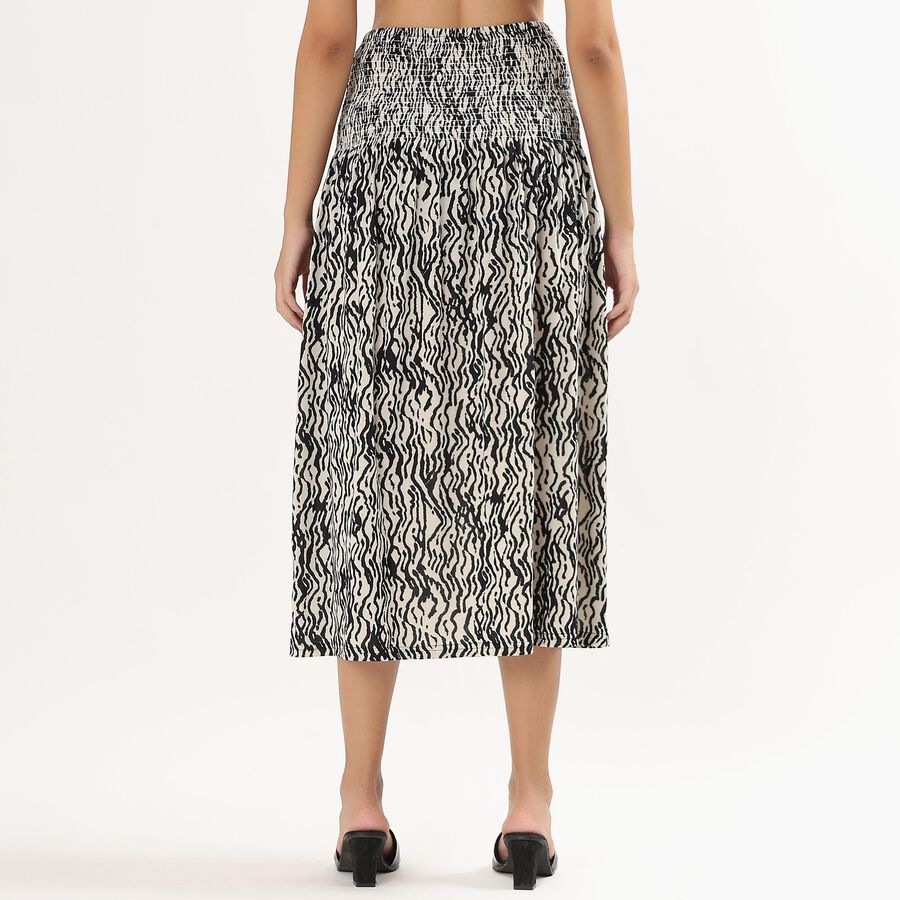 Women's Black Flared Calf-Length Skirt, Black, large image number null