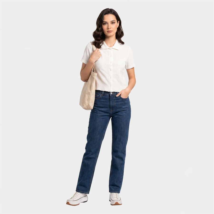 Women's Off White Collared Shirt, Off White, large