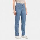 Women's Light Blue Straight Fit Classic Five Pocket Jeans, हल्का नीला, small