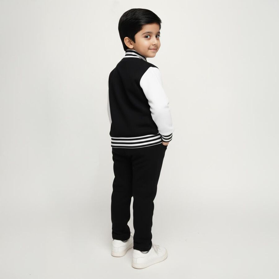 Boys' Navy Varsity Collar Embroidered Baba Suit, Navy Blue, large image number null