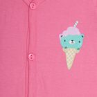 Kids' Bright Pink Cotton V-Neck Front Open T-Shirt, Pink, small image number null