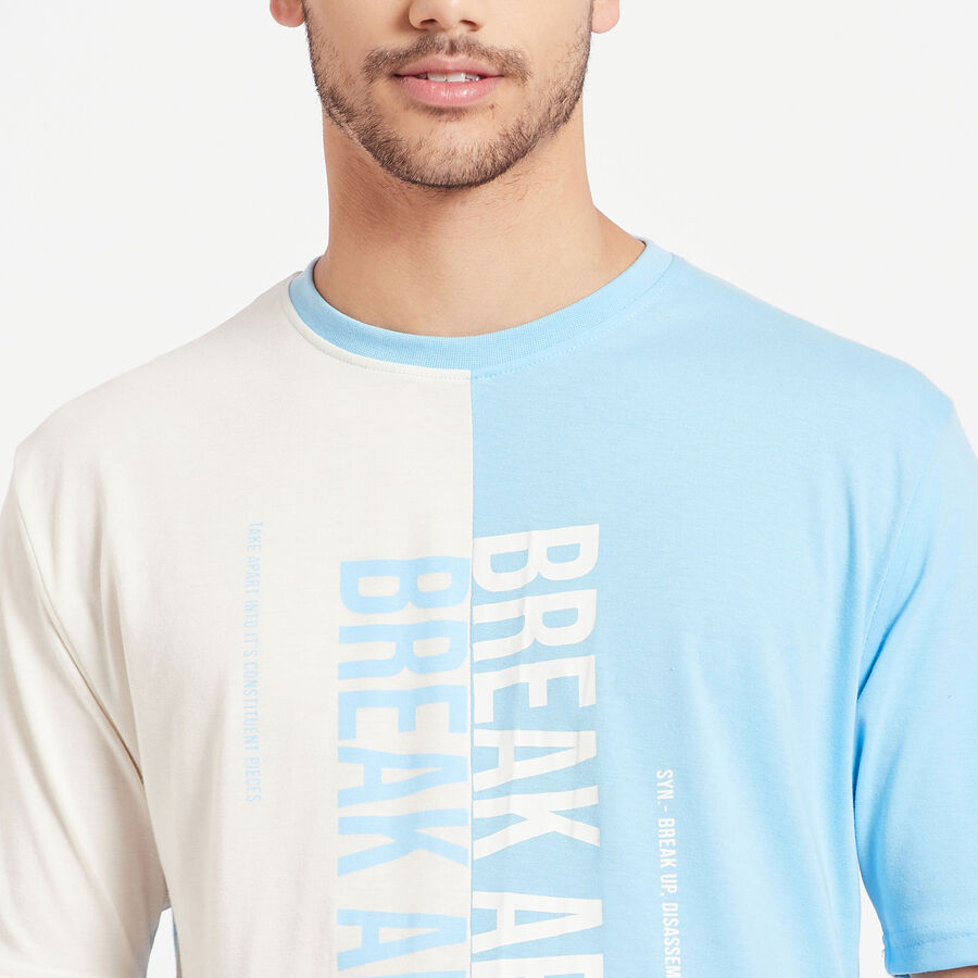 Cut & Sew Round Neck T-Shirt, Off White, large image number null