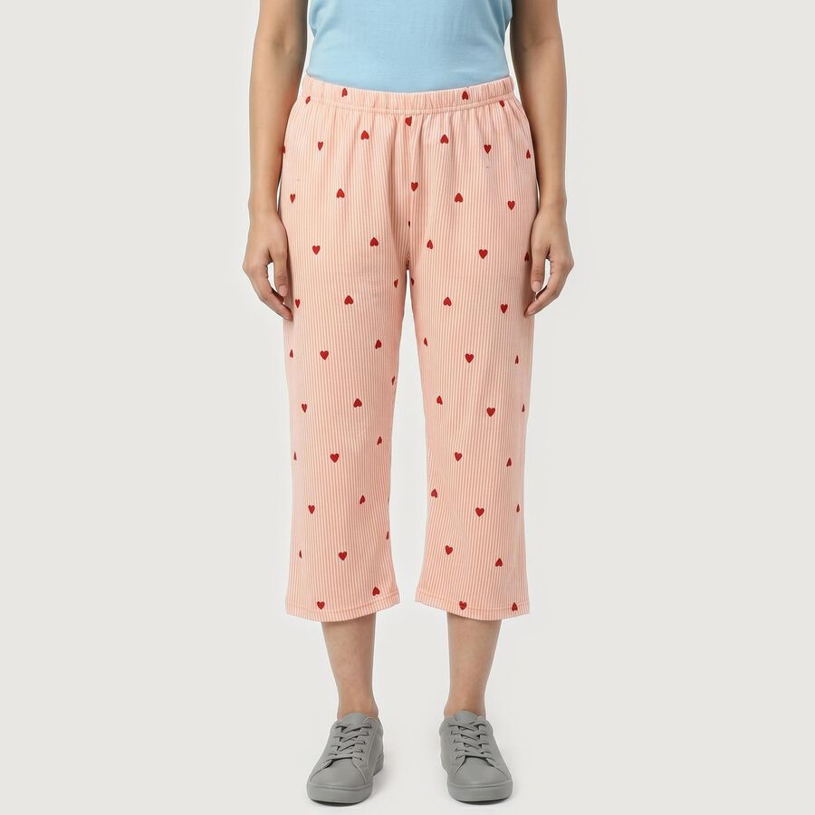 Women's Orange Straight Fit Printed Capri, Orange, large