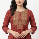 Women's Maroon Embroidered Ethnic Set, Maroon, small
