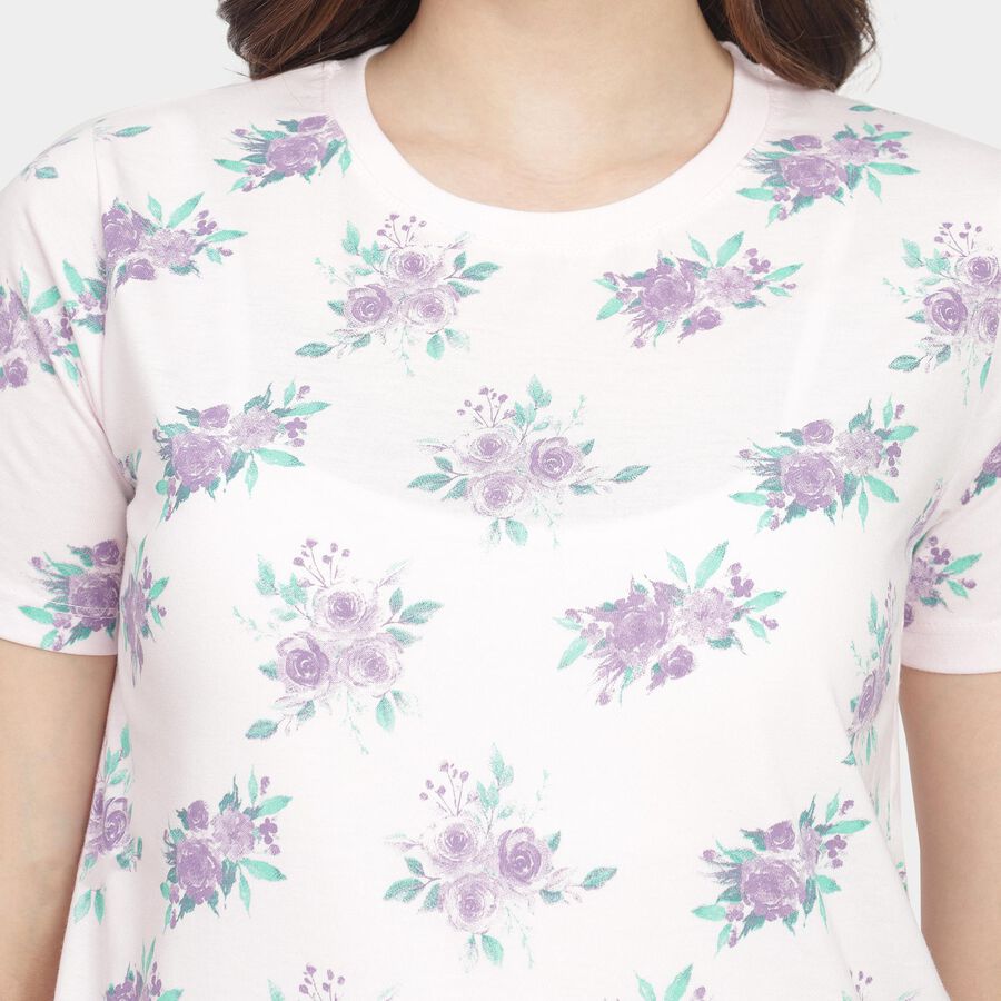 Ladies' Round Neck T-Shirt, गुलाबी, large image number null