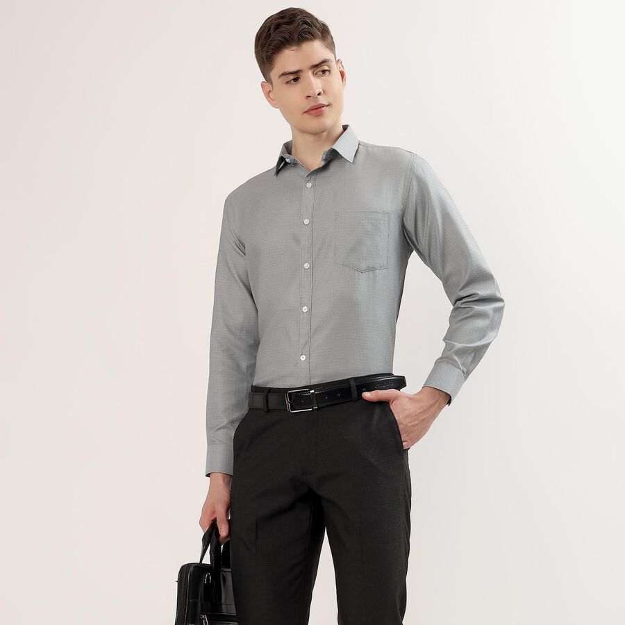Men's Dark Grey Spread Collar Formal Shirt, Dark Grey, large