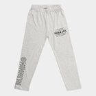 Boys' Ecru Melange Regular Fit Solid Pyjama, एक्रू मिश्रित, small