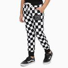 Boys' Black and White Checkered Cotton Blend Pyjama, Black, small image number null