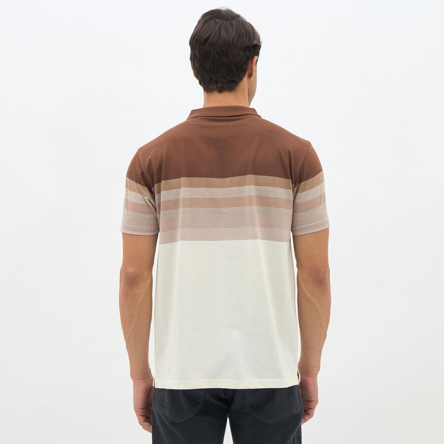 Men's Rich Chocolate Brown Polo Neck Casual T-Shirt, भूरा, large image number null