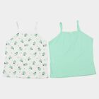 Girls' Mint Green Cotton Straight Neck Sleeveless Vest, Light Green, small