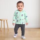 Infants' Mint Green Cotton V-Neck Regular T-Shirt, Light Green, small