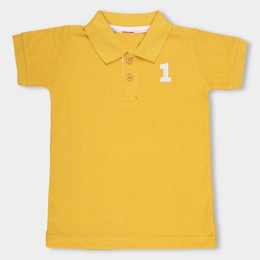 Boys Bright Yellow Polo Neck Casual T-Shirt, Yellow, large image number null