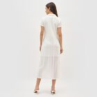 Women's Bright White Collared Classic Midi Dress, White, small image number null