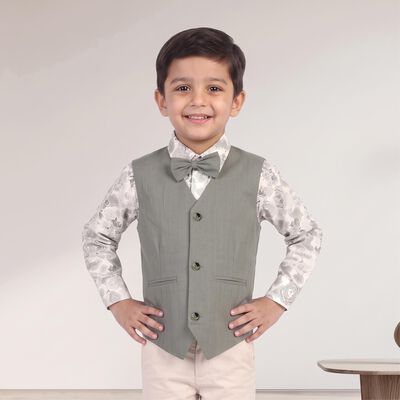Boys Green Cotton Collar Shirt